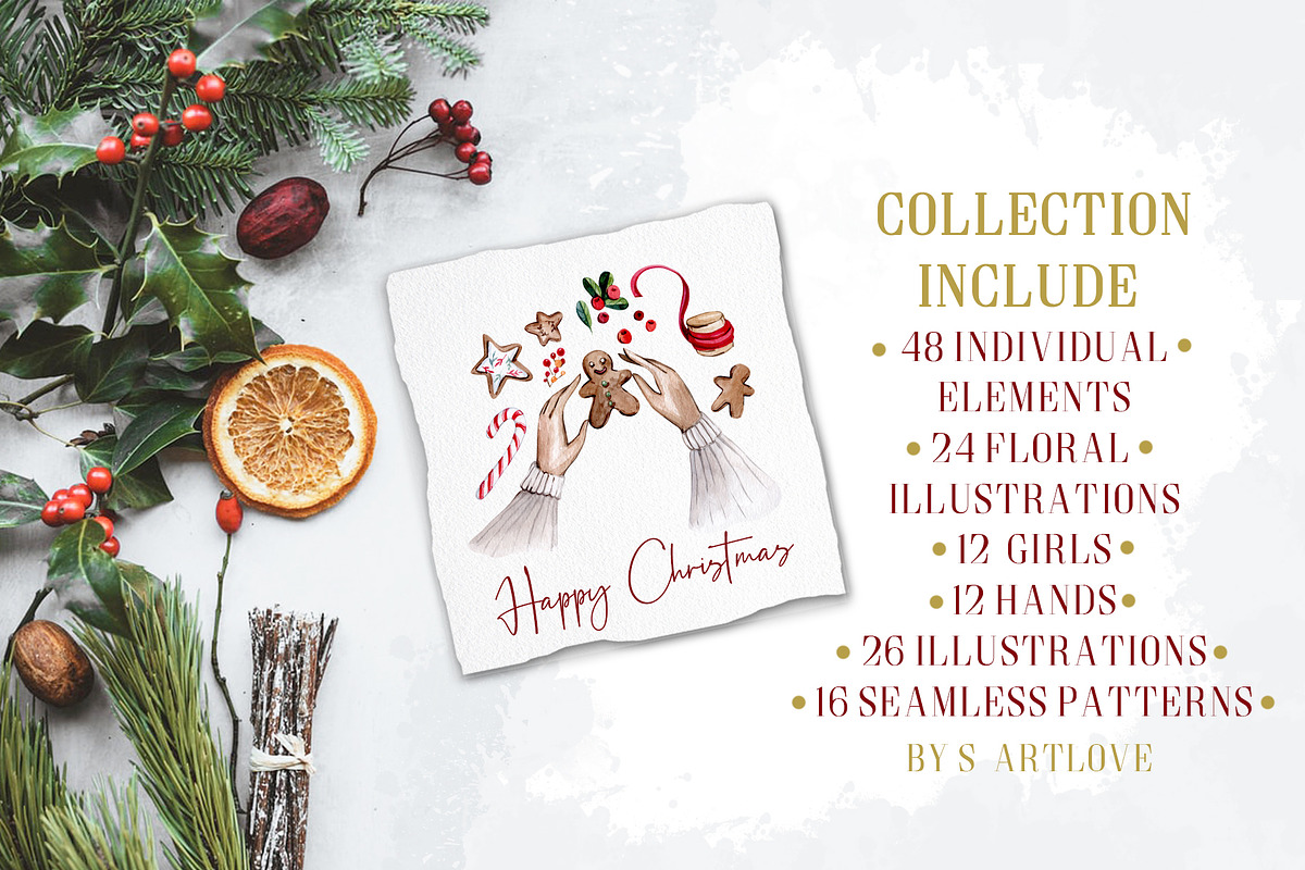 Watercolor Christmas Aesthetics, a Decorative Illustration by S_ARTLOVE (Photo 2 of 11)