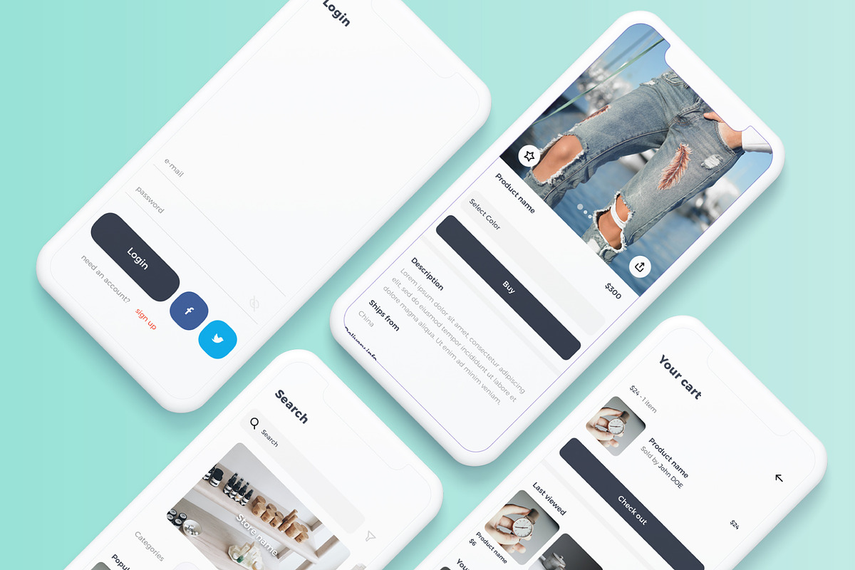 Shops - e commerce iOS UI Kit, an UI Kit Template by uicube (Photo 1 of 3)