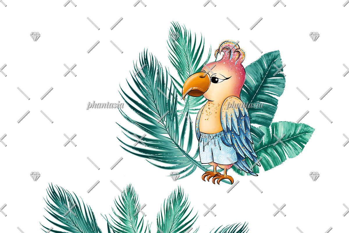 Cute Parrots Watercolor Cliparts, an Animal Illustration by Phantasia Design (Photo 4 of 8)