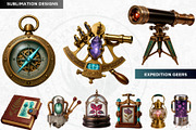 Steampunk Botanical Expedition PNG, a Decorative Illustration by ThatsDesignArt (Thumbnail 8 of 10)