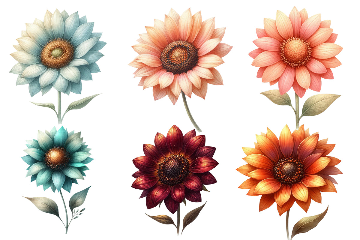 Whimsical Sun flower spring Clipar, an Illustration by Designworld (Photo 3 of 5)