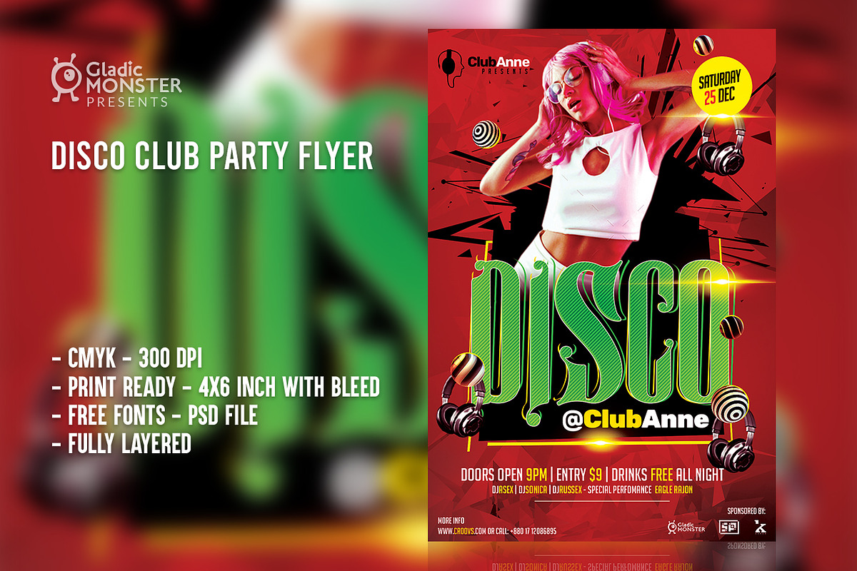 Disco Club Party Flyer, a Flyer Template by GladicMonster (Photo 6 of 6)