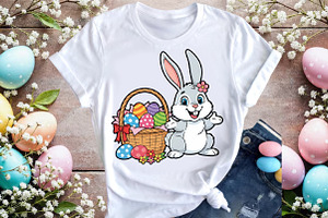 Easter Bunny With Egg PNG, an Illustration by DreamArtGraphic