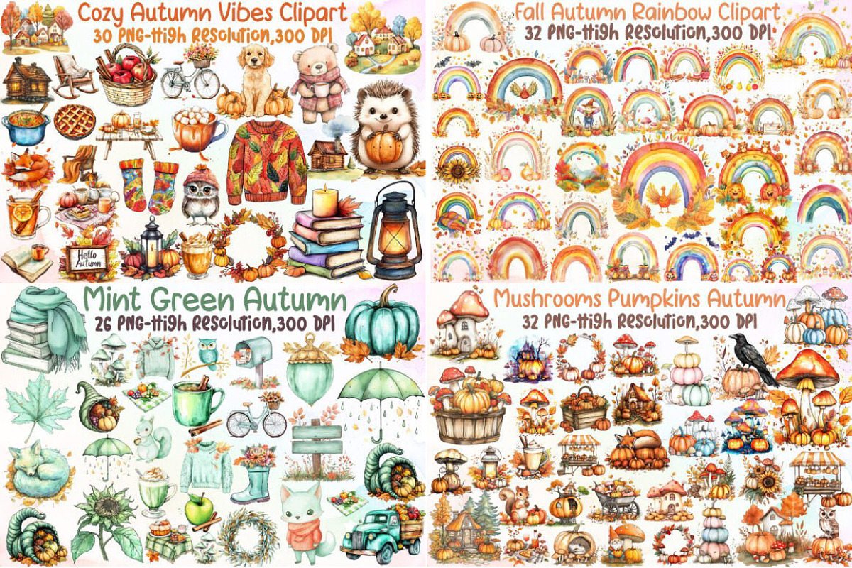 Autumn Clipart Huge Bundle, an Illustration by Sublimation Artist (Photo 3 of 12)