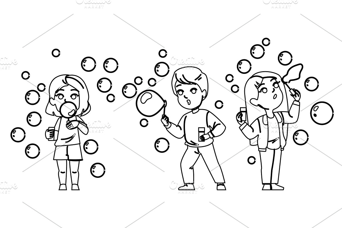 clean bubble soap kid vector, a Person Illustration by pikepicture
