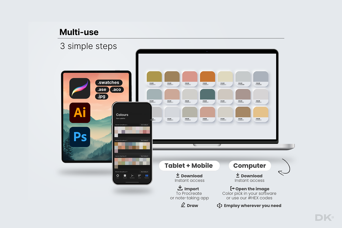 Pastel Color Swatches for Procreate, a Palette Add-On by Designer's Kit Co (Photo 2 of 10)