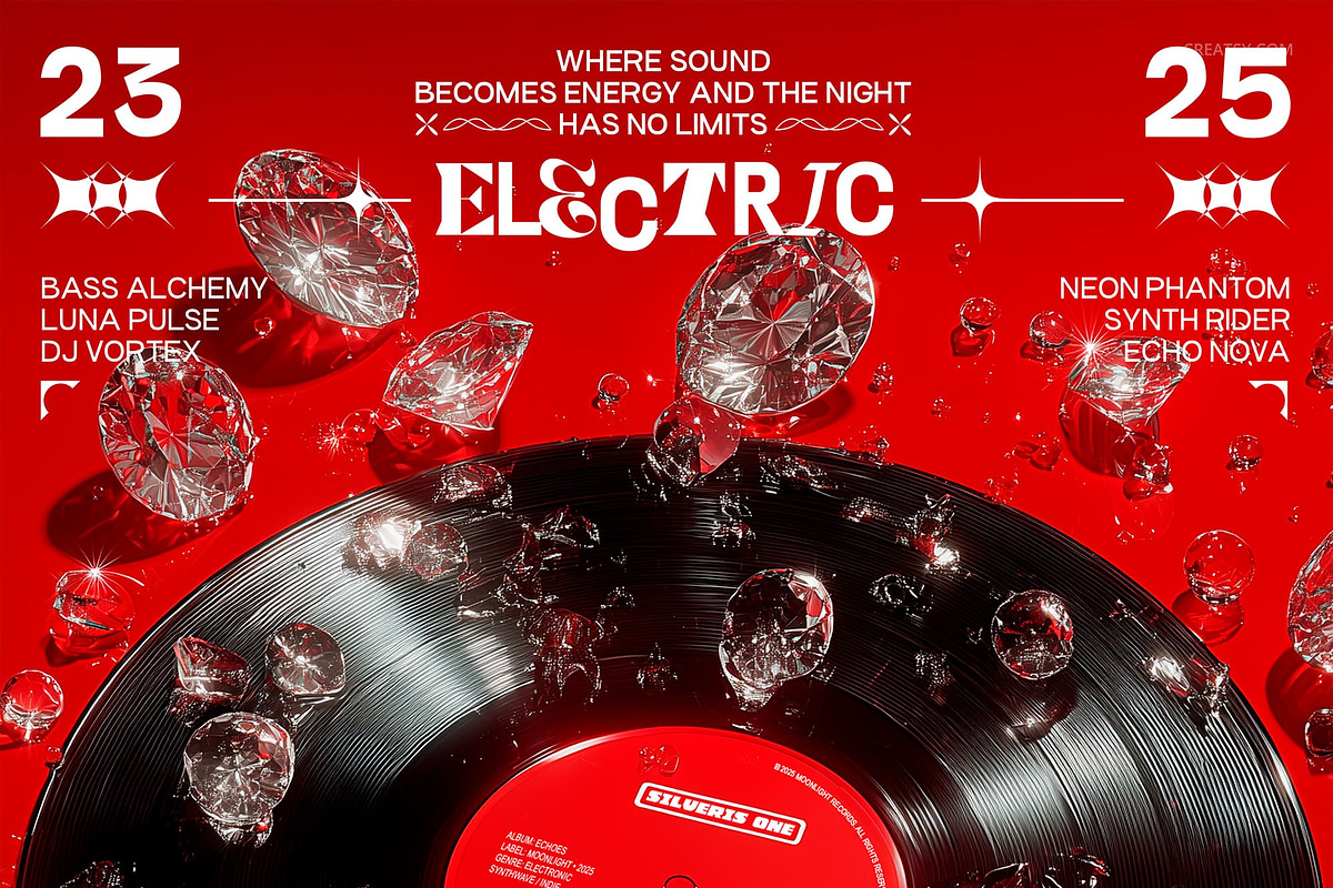 Vinyl Diamonds Poster Template preview 3