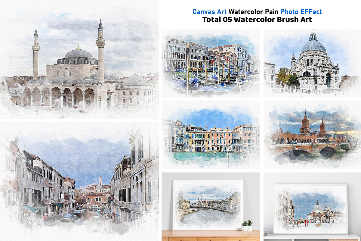 Canvas Watercolor Paint Art Effect, an Action Add-On by MRI STUDIO (Photo 1 of 16)