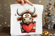 Quirky Valentine Highland Cow Clipar, an Illustration by OK Design (Thumbnail 5 of 6)
