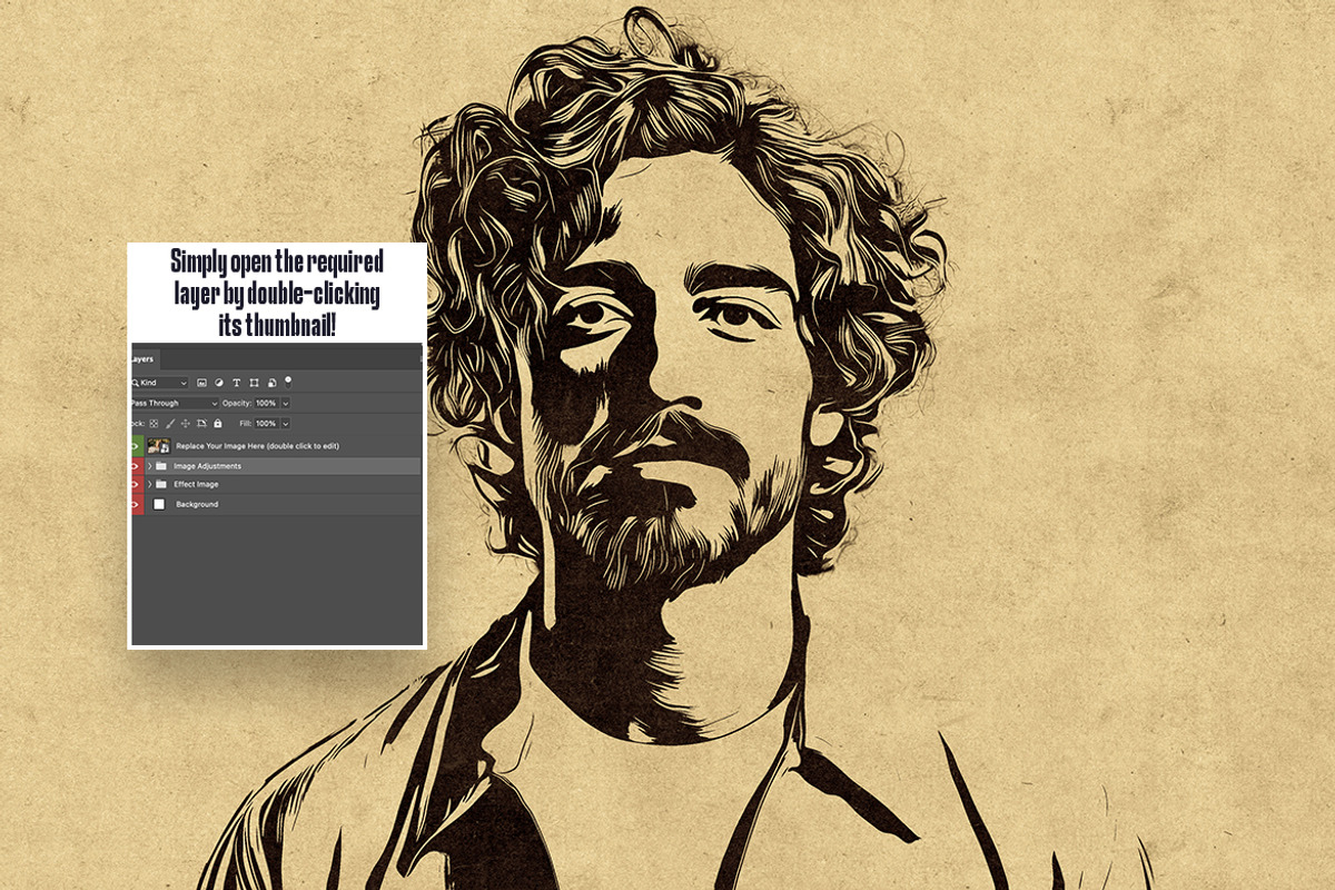 Woodcut Print Photo Effect, a Layer Style Add-On by iDoodle Studio (Photo 2 of 5)