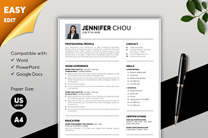 ATS Resume CV Word & Google Docs 55, a Resume Template by MrCam Template Resume|CV