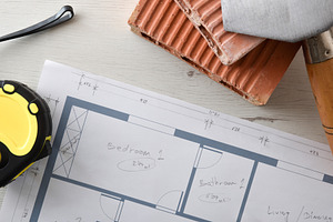 Background detail with construction plans and elements around, an Architecture Photo by Davizro's Market