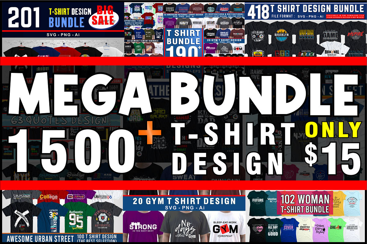 T shirt Design Mega Bundle, an Object Graphic by D2PUTRI (Photo 1 of 37)