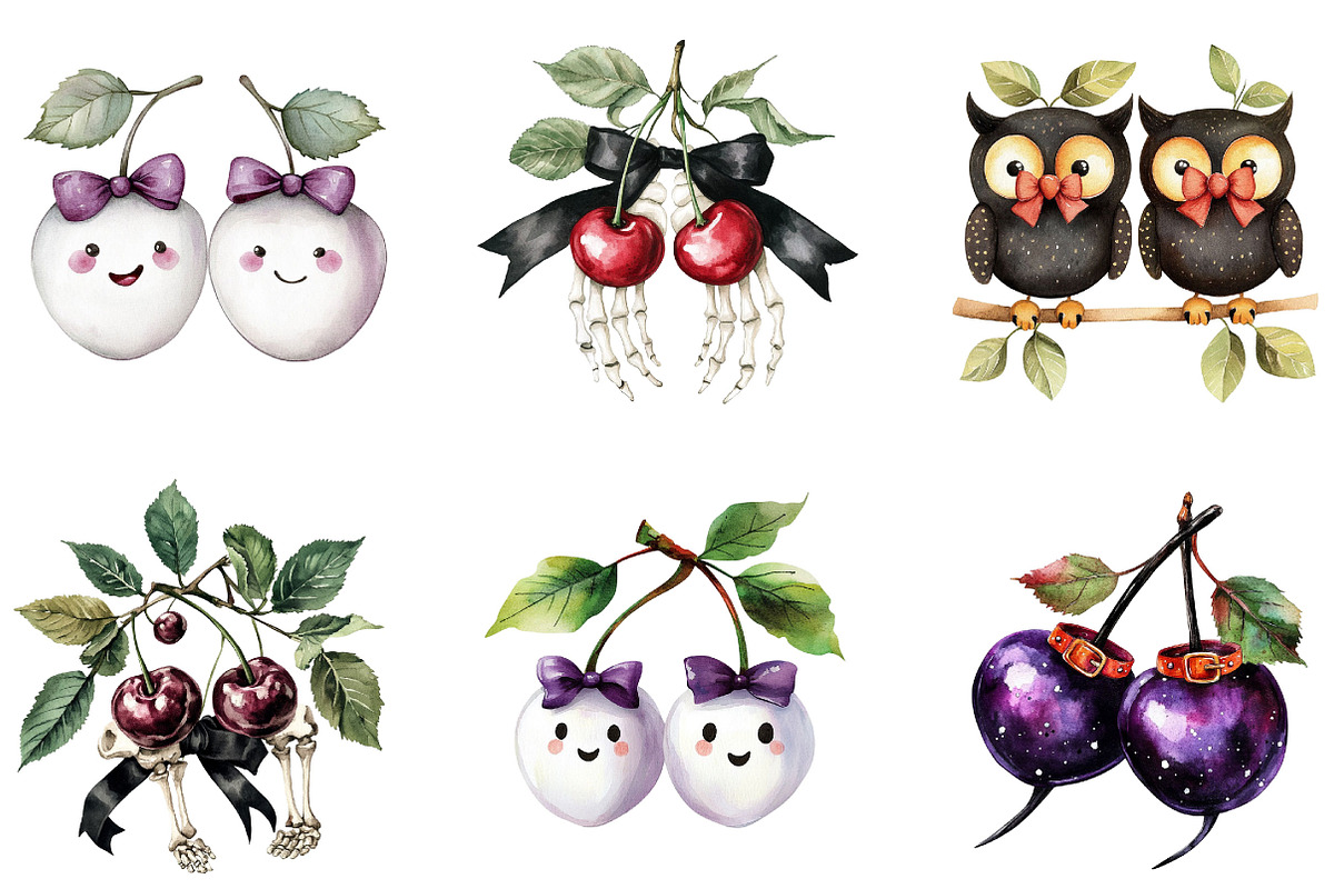 Halloween Cherries Clipart PNG, a Seasonal Illustration by Designking (Photo 4 of 5)