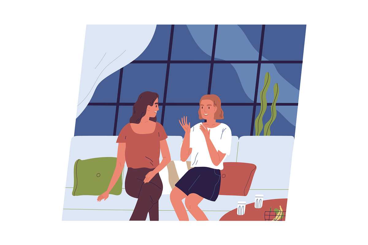 Female friends meeting at the cafe, a Person Illustration by Good Studio (Photo 2 of 3)