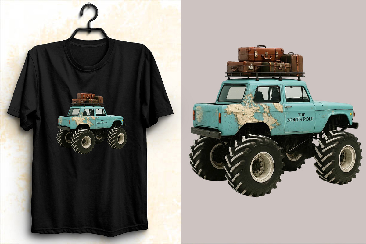 Christmas Monster Truck Sublimation, an Illustration by SVGArt (Photo 5 of 8)