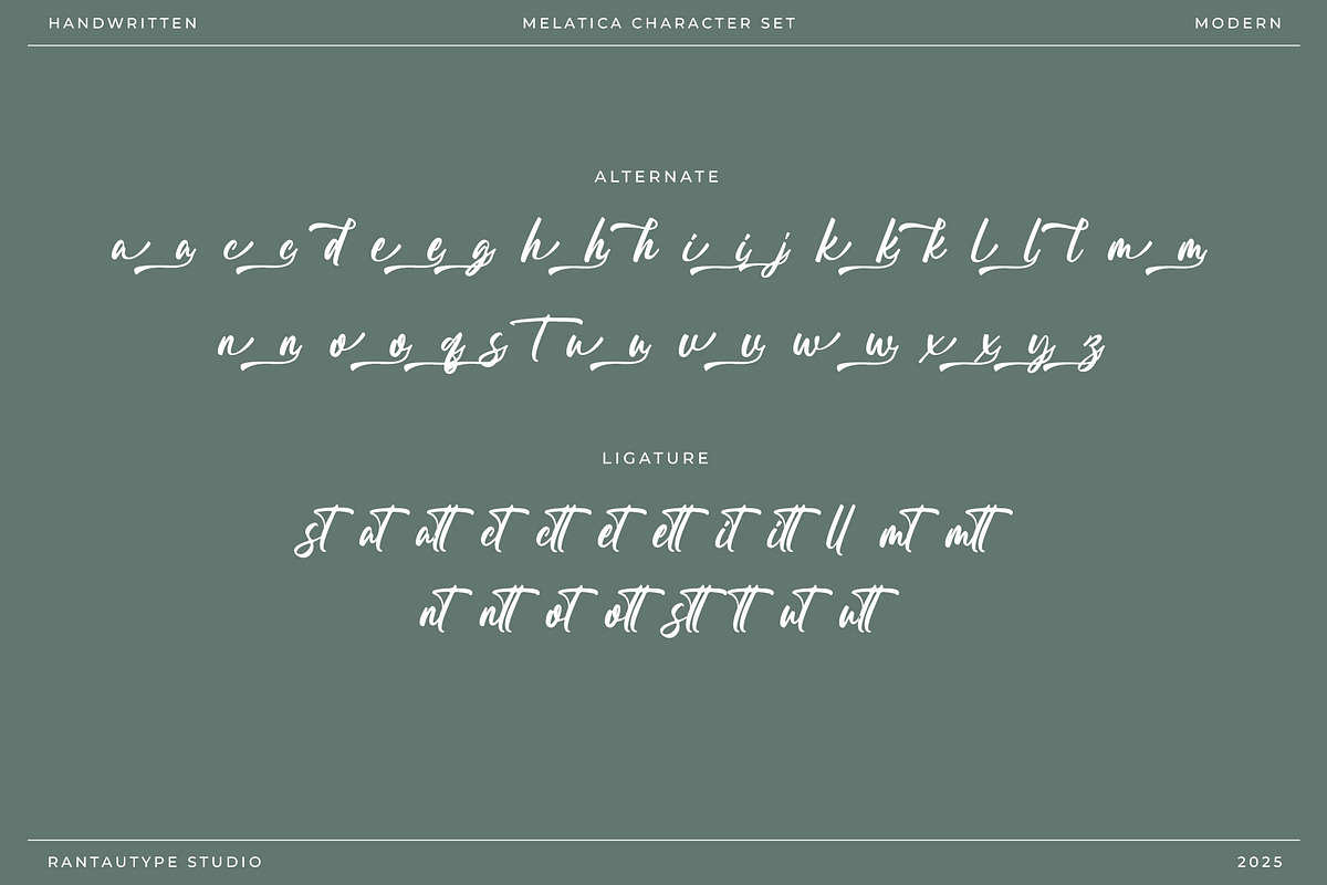 Melatica Modern Handwritten Font, a Script Font by RantautypeStudio (Photo 19 of 20)