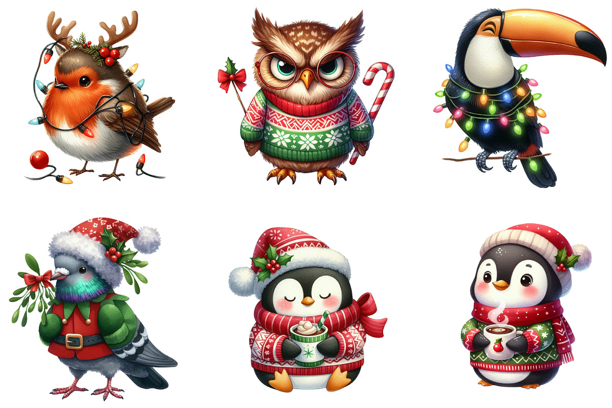 Christmas Animal Clipart, an Illustration by DreamArtGraphic (Photo 4 of 4)