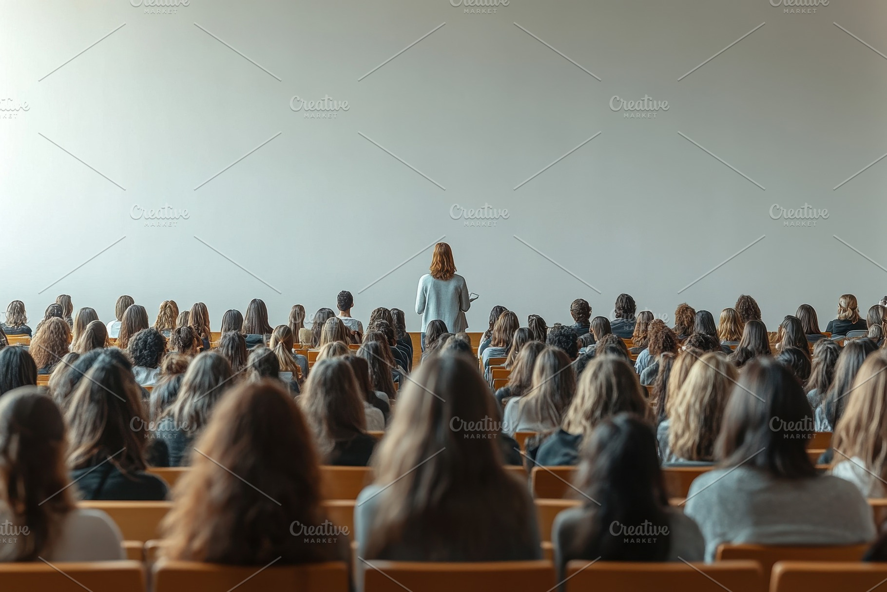 Group of people attending a conferen, a Photo by Tanuart