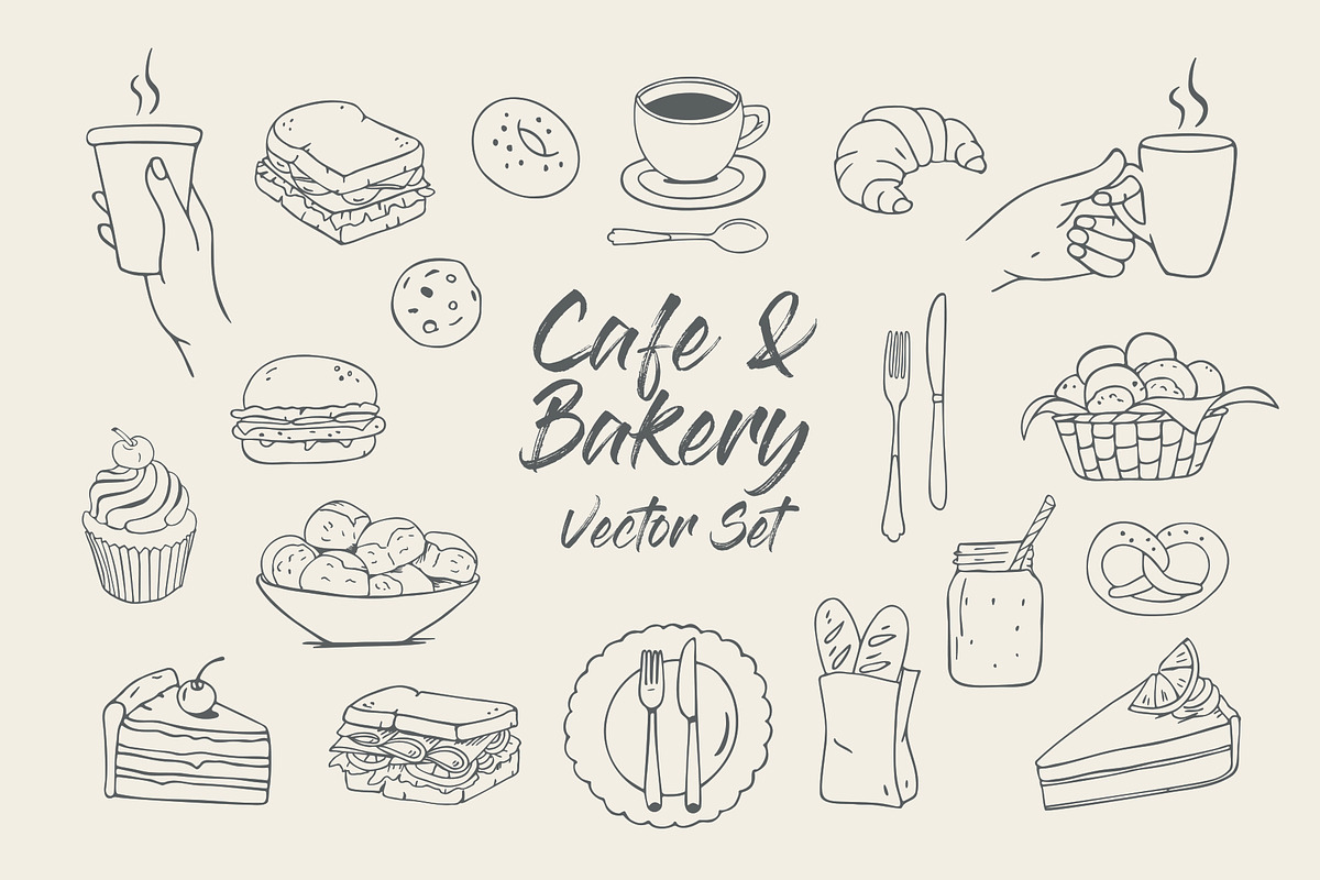 Cafe & Bakery illustrated icons, a Food Illustration by Annakaroline (Photo 3 of 7)
