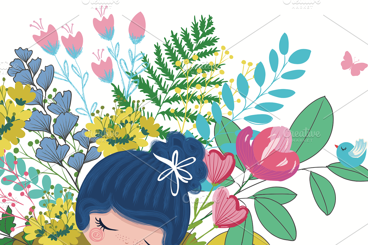 Set with cartoon girls - Cute girls, a Decorative Illustration by StudioLondon (Photo 10 of 12)