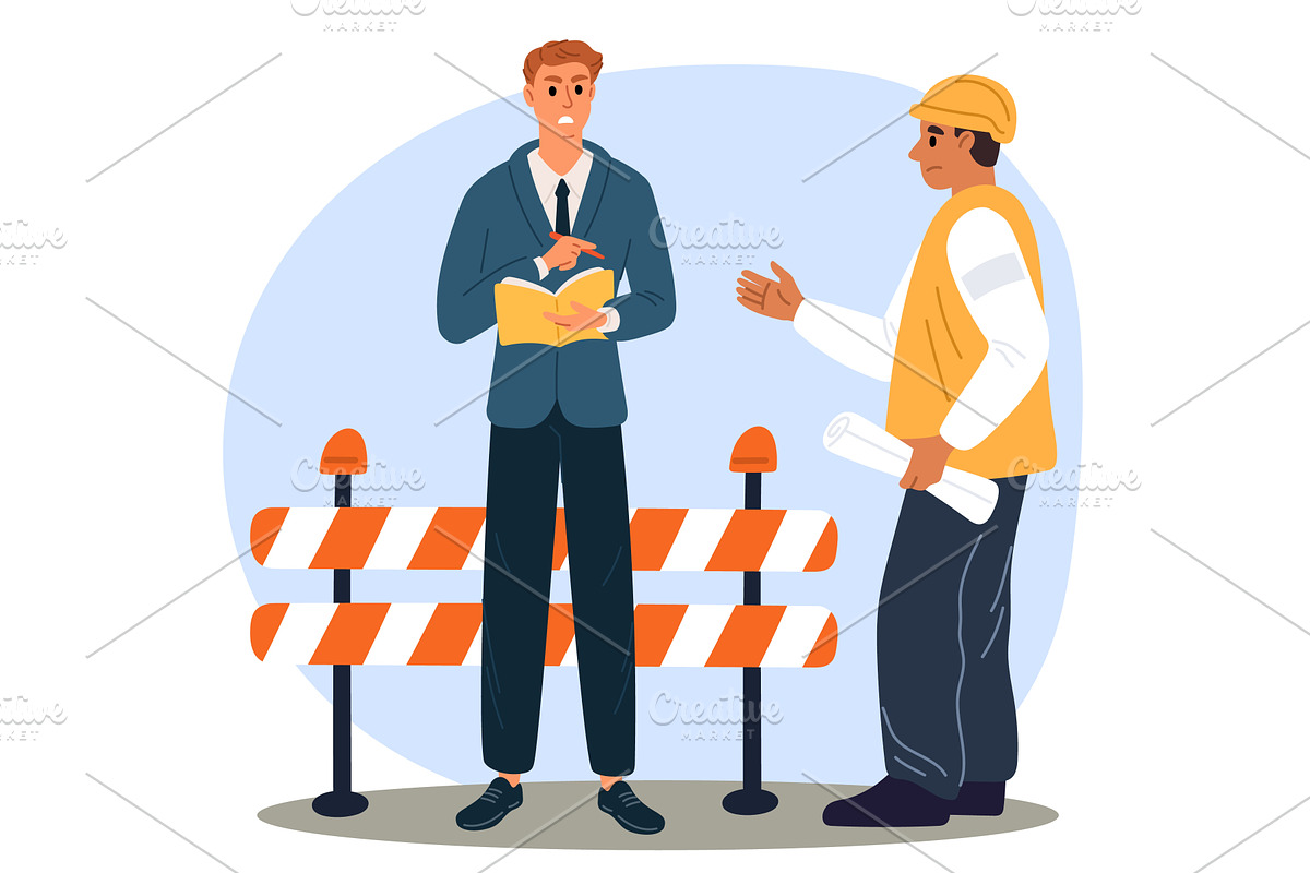 Male inspector checks quality of, an Illustration by Vectorbuum