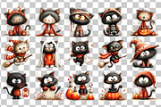 Halloween Cat PNG Clipart Bundle, a Seasonal Illustration by Nicolle's Colorful Art (Thumbnail 3 of 5)