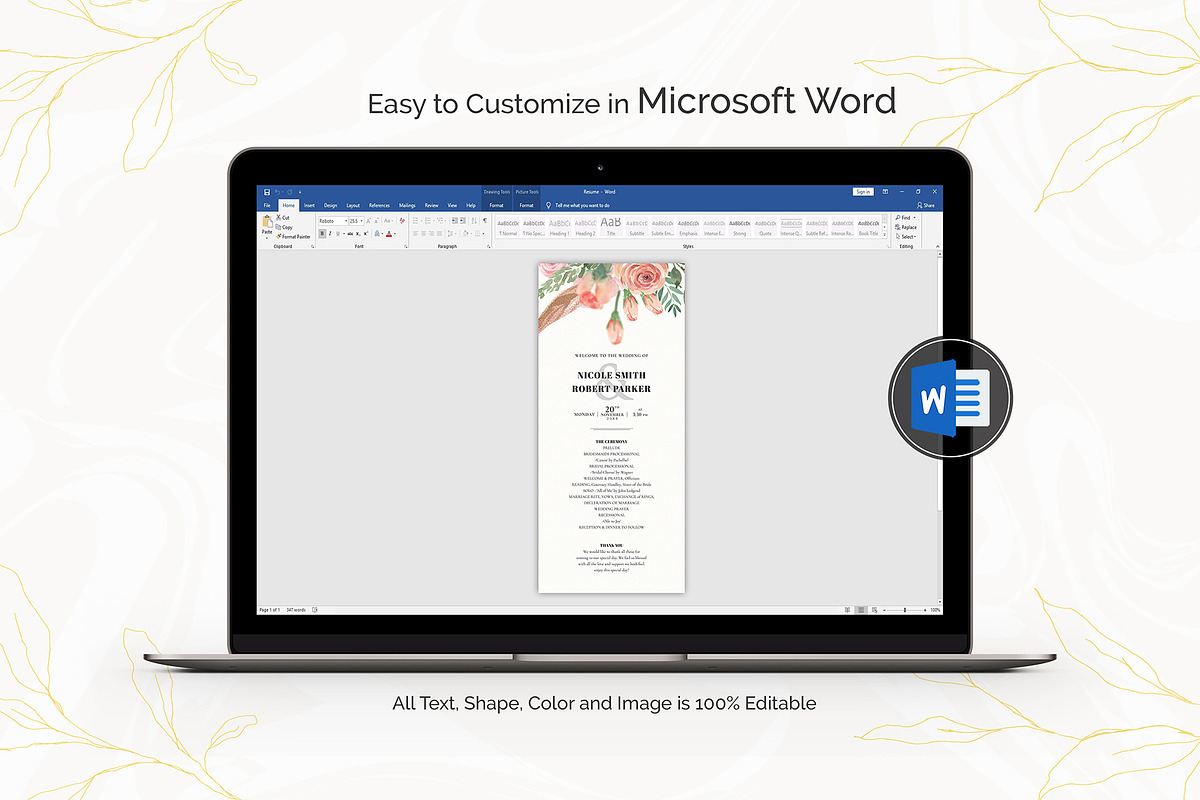 Wedding Program Template Canva, an Invitation Template by ShineOnWedding (Photo 8 of 9)