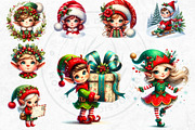 Christmas elves Clipart Set, a Seasonal Illustration by ThatsDesignArt (Thumbnail 4 of 10)