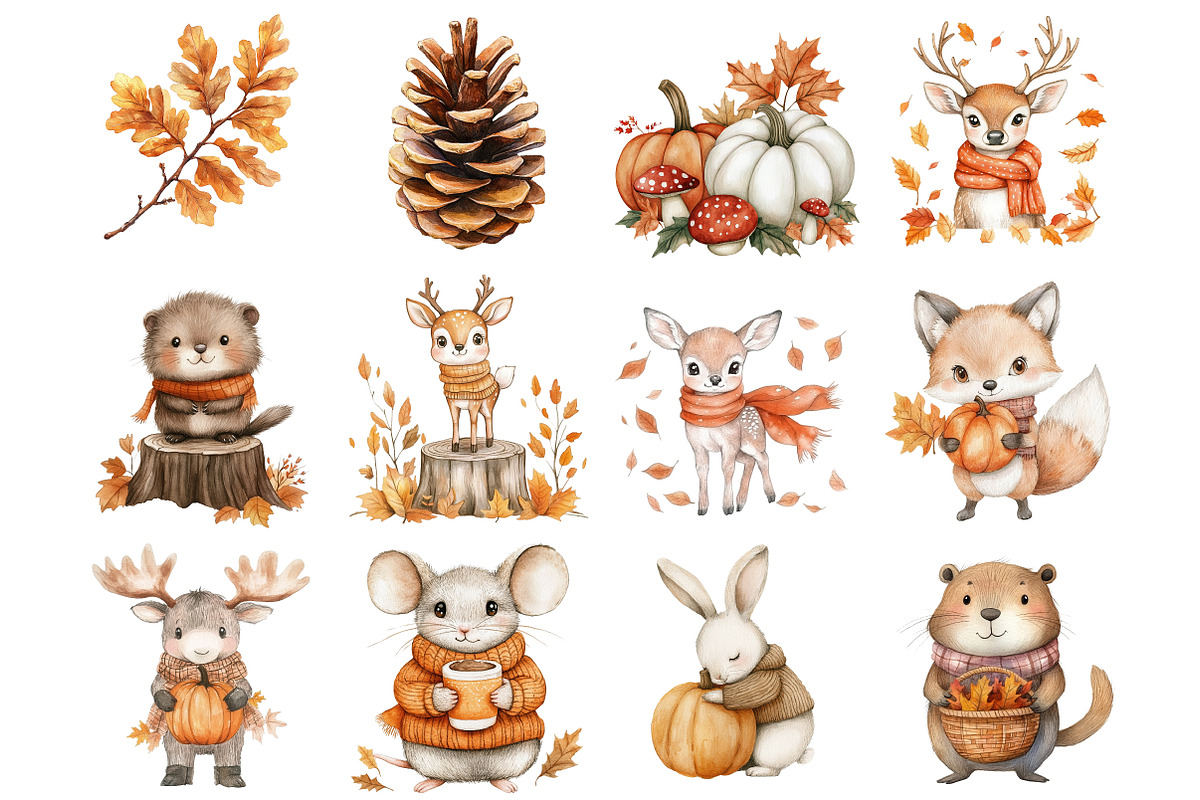 Fall Animals Clipart, a Seasonal Illustration by CitraGraphics (Photo 3 of 4)