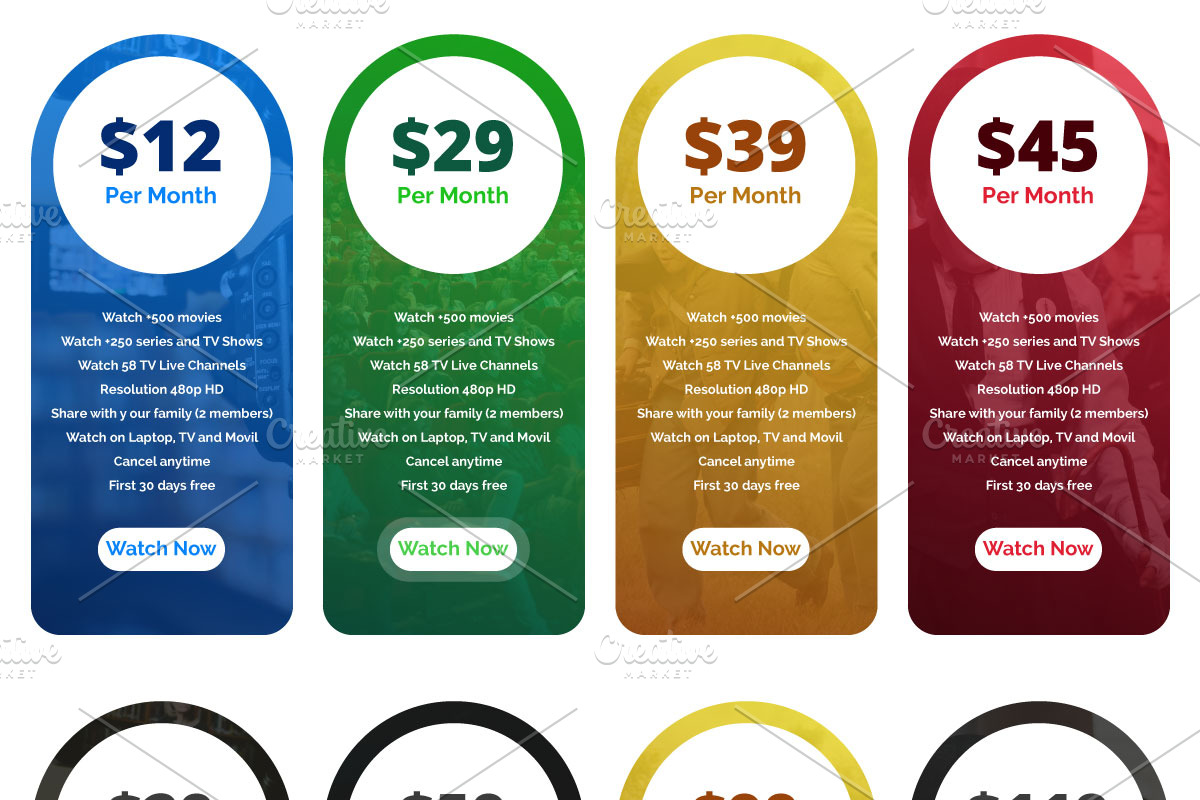 Colorful Set Pricing Tables, a Templates & Theme by DesignsStore (Photo 2 of 2)
