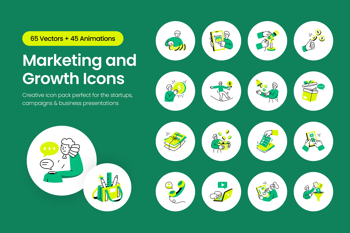 Marketing & Growth Icons Bundle, a Duotone Icon by Prosymbols (Photo 1 of 9)