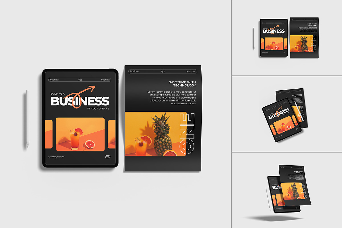 Tablet and A4 Flyer Mockup Scene, a Product Mockup by suciamairastd (Photo 1 of 4)