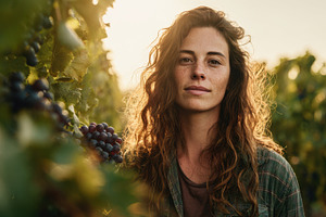 Woman in vineyard at sunset, a Photo by Beautiful things