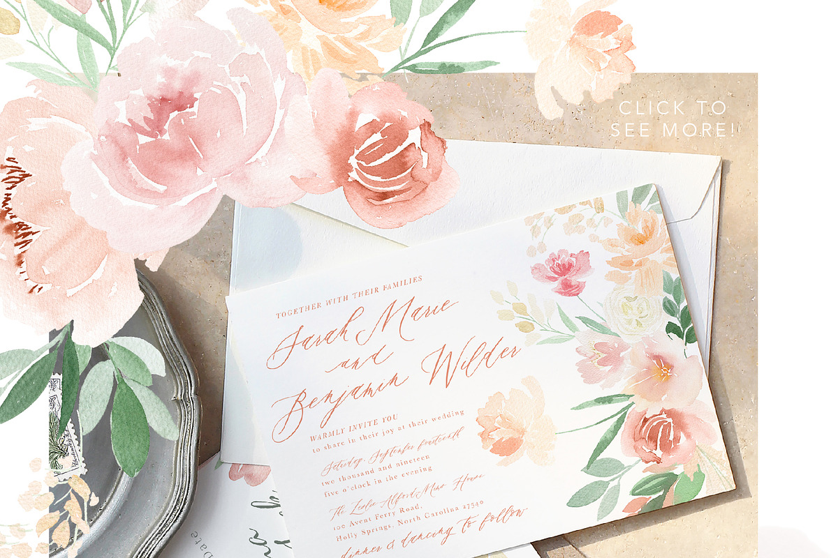 Soft Blush Floral Watercolor Set, an Illustration by One and Only Paper (Photo 4 of 7)