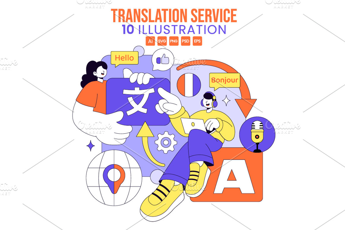 10 Multilingual Translation Service, an Education Illustration by denayunebgt (Photo 1 of 4)