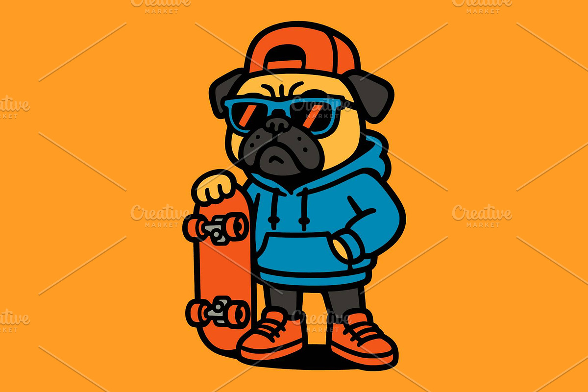 Skateboarder Pugs, an Animal Illustration by Deezguizer (Photo 2 of 4)