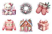 Watercolor Exquisite Pink Christmas, an Illustration by SinaCreation (Thumbnail 3 of 7)