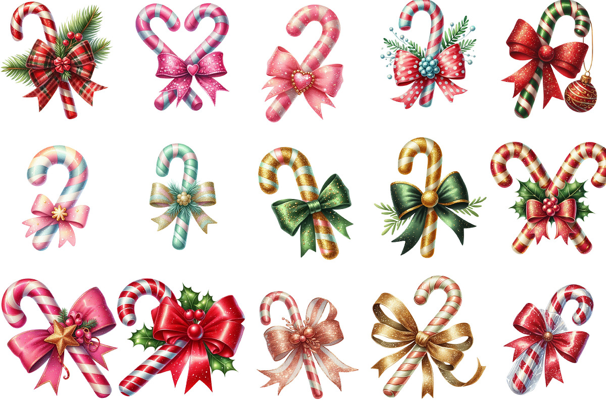 litter Christmas Bow Candy Cane, an Illustration by Designking (Photo 2 of 5)