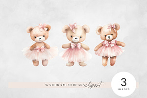 Tutu Bear Watercolor Clipart PNG, an Animal Illustration by illuztrate