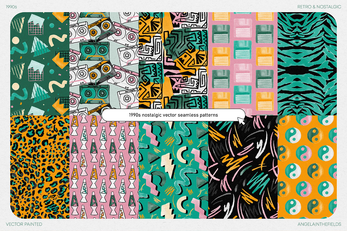 1990s Nostalgic Vector Patterns, a Pattern Graphic by angelainthefields (Photo 6 of 9)