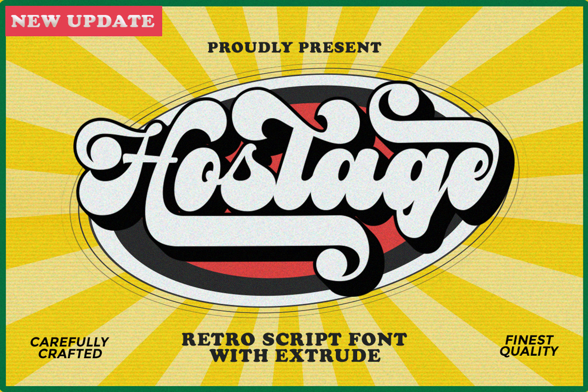 Hostage -Retro Font (New Update), a Script Font by Letter Fresh (Photo 1 of 9)