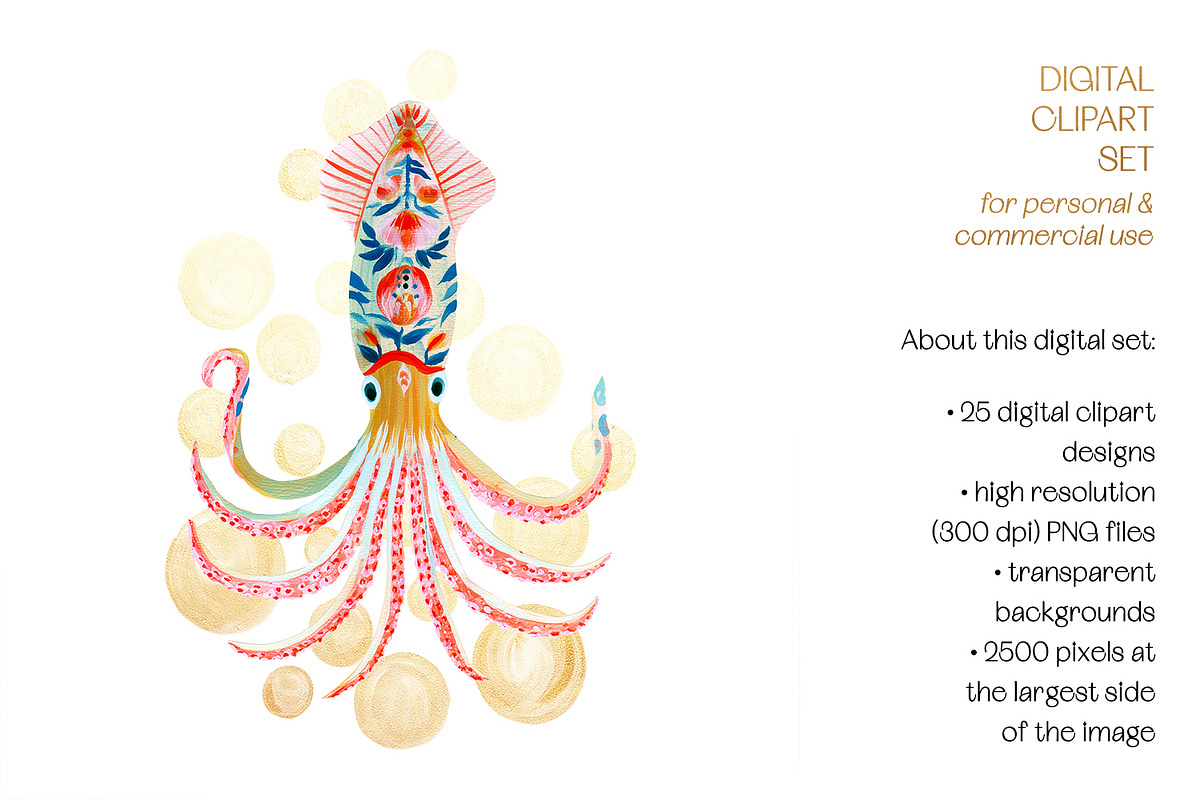 Tropical Folk Art Reef Clipart, a Decorative Illustration by The Dutch Lady Designs (Photo 4 of 10)
