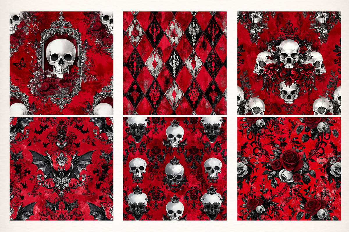 Halloween Red Gothic Digital Paper, a Pattern Graphic by Digital Artistic99 (Photo 3 of 6)