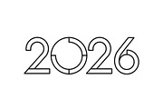 2026 New Year Line Art Bundle, an Illustration by hafijul (Thumbnail 3 of 11)