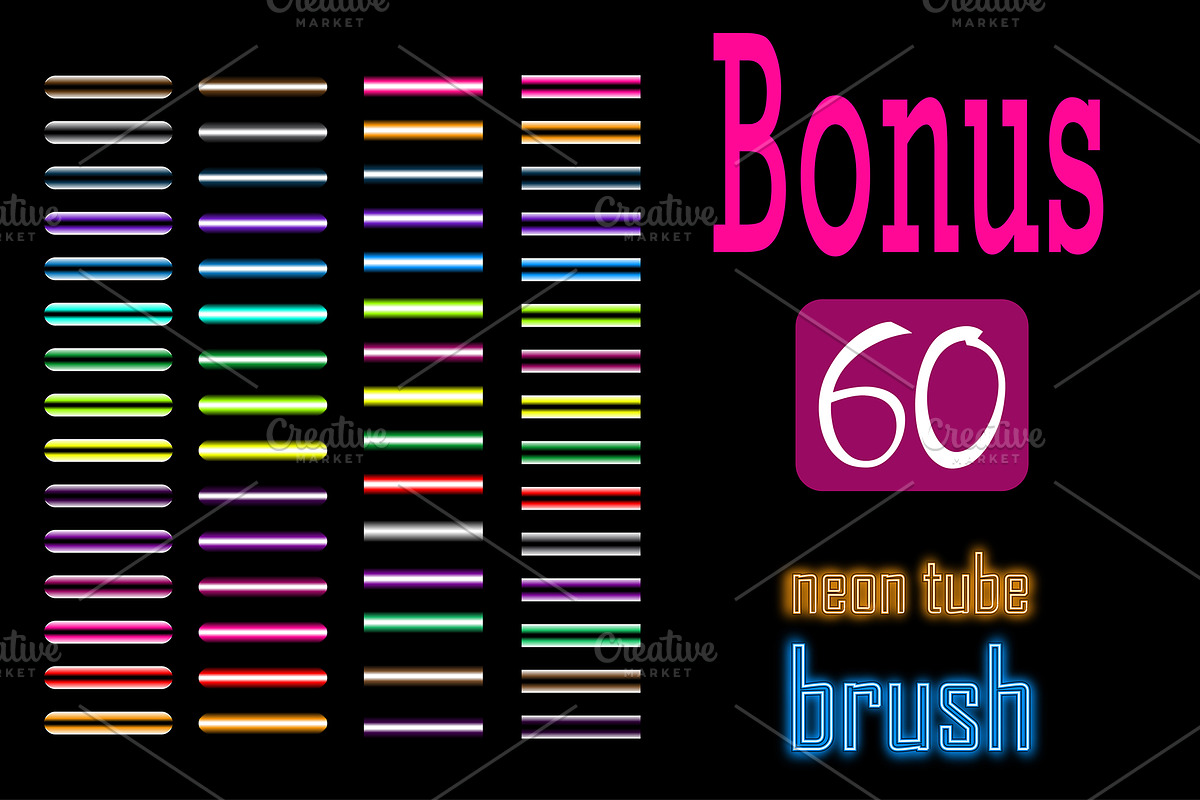 65 Neon brushes bundle., a Brush Add-On by redstudio (Photo 4 of 4)