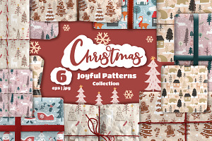 Joyful Christmas Seamless Patterns
