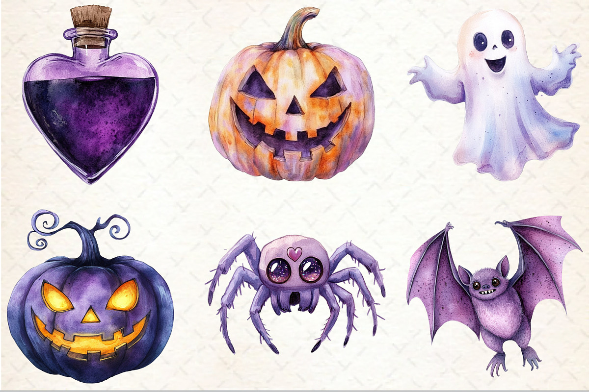 Purple Halloween Clipart, a Seasonal Illustration by Rose Art (Photo 2 of 3)
