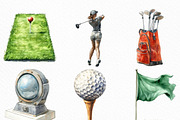 Watercolor Golf Court Clipart Bundle, an Illustration by Craft Nest (Thumbnail 3 of 6)