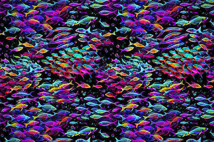 Colorful fishes seamless pattern